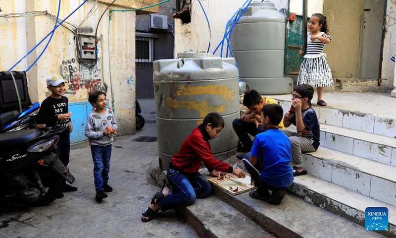 Children play in the Mar Elias refugee camp in Beirut, Lebanon, May 23, 2022.(Photo: Xinhua)