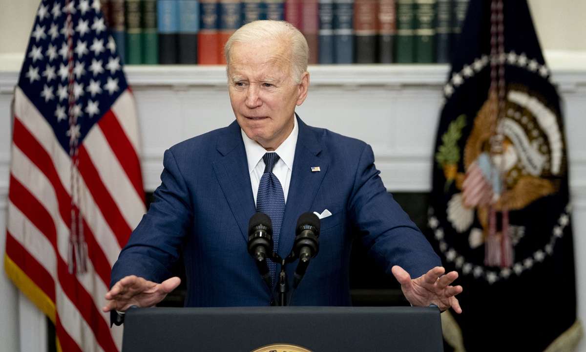 US President Joe Biden delivers remarks in the Roosevelt Room of the White House in Washington, DC, on May 24, 2022, after a gunman shot dead 18 young children at an elementary school in Texas. Photo: AFP