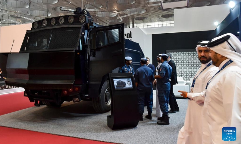 People visit the Milipol Qatar 2022, an international event for homeland security and civil defense, in Doha, Qatar, on May 25, 2022. The exhibition will run from May 24 to 26, with the participation of more than 220 exhibitors.(Photo: Xinhua)
