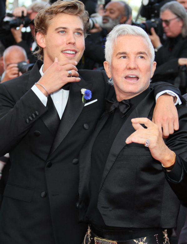 Austin Butler and Baz Luhrmann (right) attend the screening of Elvis during the 75th annual Cannes Film Festival at Palais des Festivals on May 25, 2022 in Cannes, France. Photo: AFP