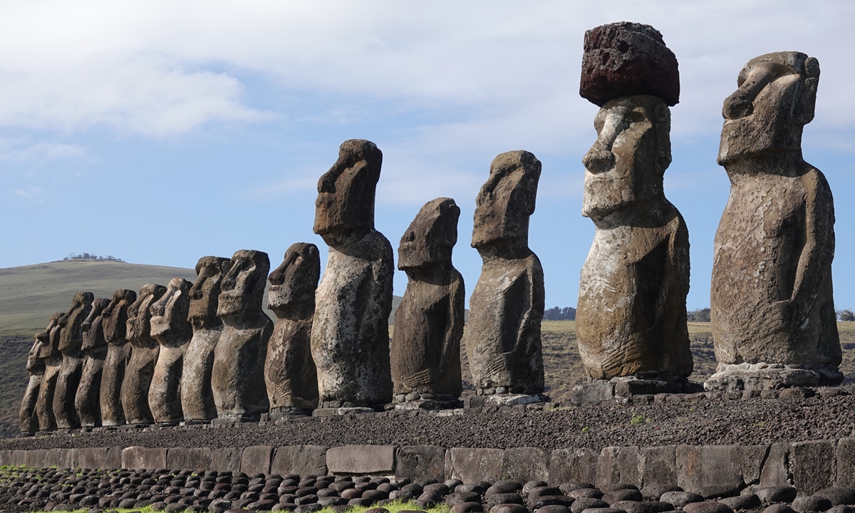 A view of the ceremonial platform Ahu Tongariki on the Easter Island. Photo: AFP 