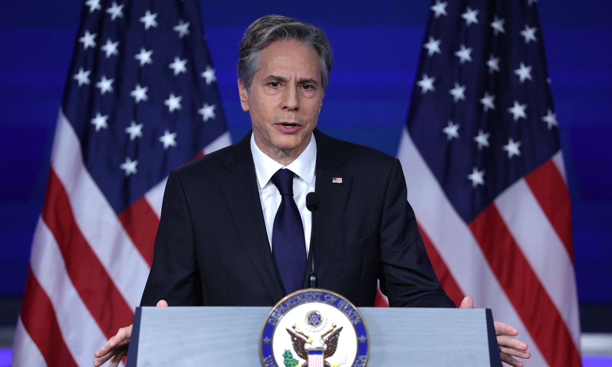 U.S. Secretary of State Antony Blinken speaks on China at Jack Morton Auditorium of George Washington University May 26, 2022 in Washington, DC. Photo: AFP