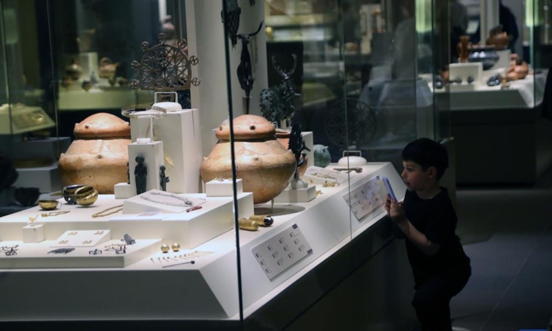 A boy visits the Museum of Anatolian Civilizations in Ankara, Turkey, on May 28, 2022.Photo:Xinhua