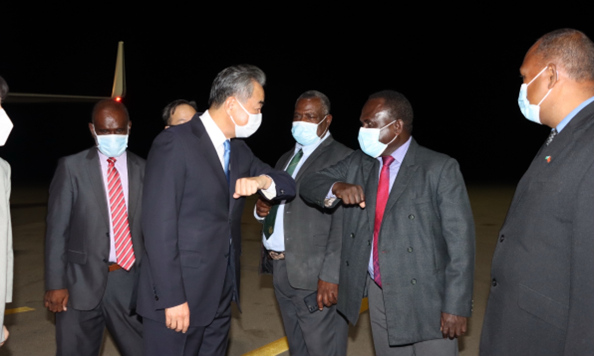 State Councilor and Foreign Minister Wang Yi arrived in Solomon Islands for a visit and was greeted by Foreign Minister Manele and his cabinet key members at the airport on May 26. Photo:fmprc.gov.cn
