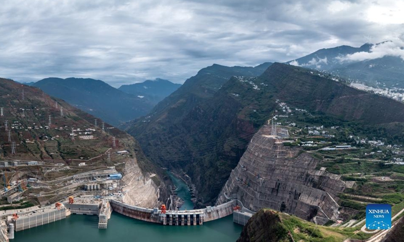 Aerial photo taken on May 29, 2022 shows a view of the Baihetan hydropower station in southwest China's Yunnan Province. (Xinhua/Hu Chao)