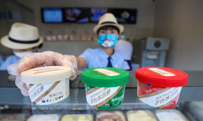 Moutai ice cream is on display at a flagship store in Guigyang, southwest China's Guizhou Province, May 29, 2022.Photo:China News Service