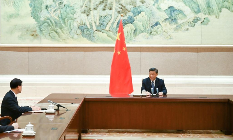 President Xi Jinping meets with John Lee, the newly appointed sixth-term chief executive of the Hong Kong Special Administrative Region (HKSAR), in Beijing, capital of China, May 30, 2022. Photo: Xinhua