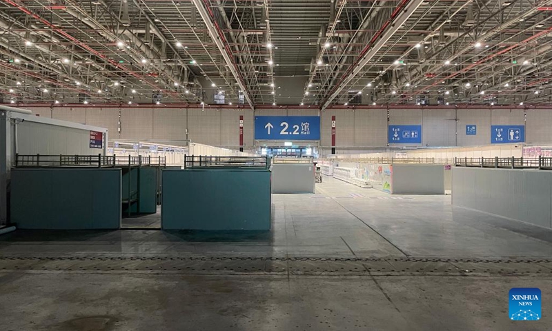 Photo taken on May 31, 2022 shows a view of the makeshift hospital at the National Exhibition and Convention Center (NECC) in east China's Shanghai. The convention center-turned makeshift hospital, Shanghai's largest makeshift hospital for COVID-19 patients during the latest resurgence of infections, closed down on Tuesday.(Photo: Xinhua)
