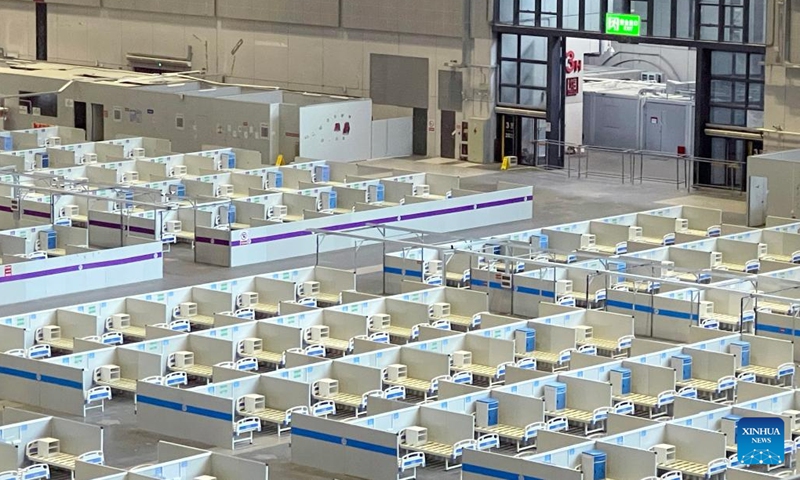 Photo taken on May 31, 2022 shows a view of the makeshift hospital at the National Exhibition and Convention Center (NECC) in east China's Shanghai. The convention center-turned makeshift hospital, Shanghai's largest makeshift hospital for COVID-19 patients during the latest resurgence of infections, closed down on Tuesday.(Photo: Xinhua)
