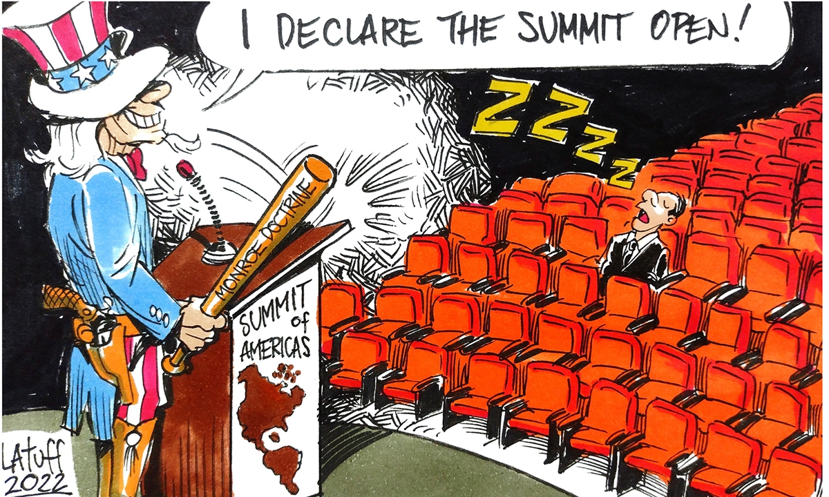 Lonely summit: Latin American countries say no to Summit of the Americas. Cartoon: Carlos Latuff