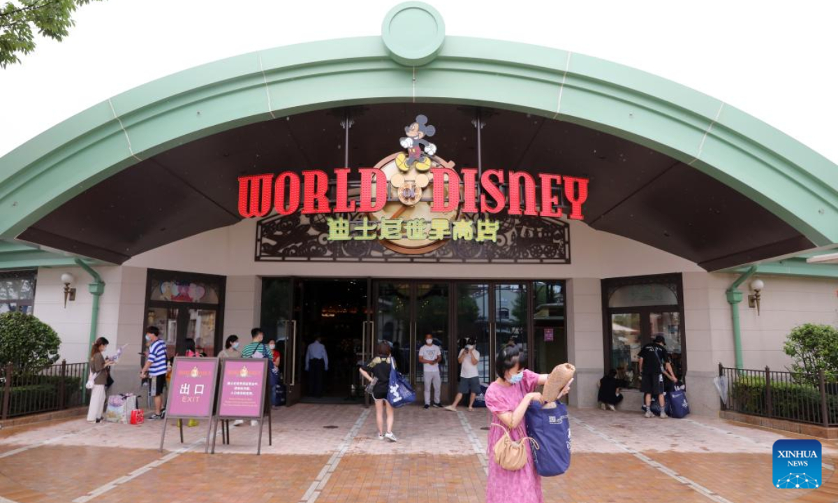Photo taken on June 10, 2022 shows the World of Disney Store in Shanghai, east China. Shanghai Disney Resort partially resumed operations on Friday as the COVID-19 epidemic wanes in the city. Wishing Star Park, the World of Disney Store and Blue Sky Boulevard resumed operations first and Shanghai Disneyland would remain temporarily closed until further notice. Photo:Xinhua
