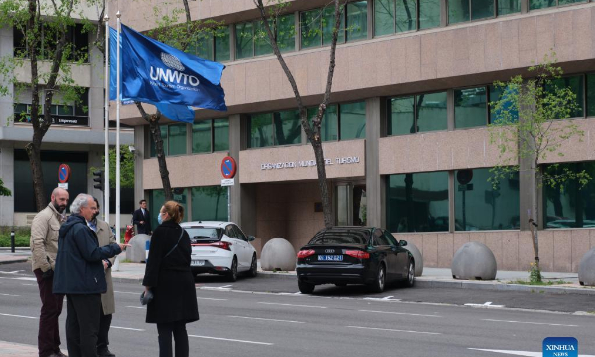 Photo taken on April 27, 2022 shows the headquarters of the World Tourism Organization (UNWTO) in Madrid, Spain. The UNWTO confirmed here on Wednesday that Russia had announced its intention to withdraw from the organization. Photo:Xinhua