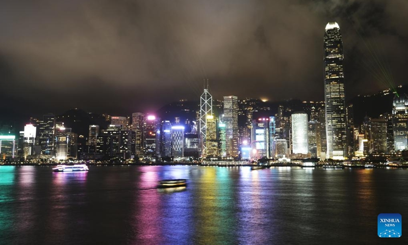 Photo taken on June 20, 2022 shows a night view at Tsim Sha Tsui in Hong Kong, south China. This year marks the 25th anniversary of Hong Kong's return to the motherland.(Photo: Xinhua)