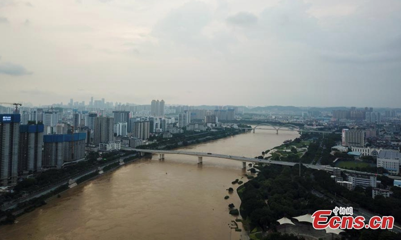 Drone photo shows a view of Nanning section of Yujiang River, south China's Guangxi Zhuang Autonomous Region, June 12, 2022. (Photo: China News Service/Wang Yizhao)