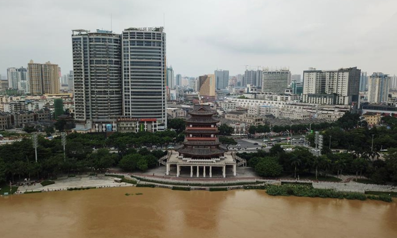 Drone photo shows a view of Nanning section of Yujiang River, south China's Guangxi Zhuang Autonomous Region, June 12, 2022. (Photo: China News Service/Wang Yizhao)