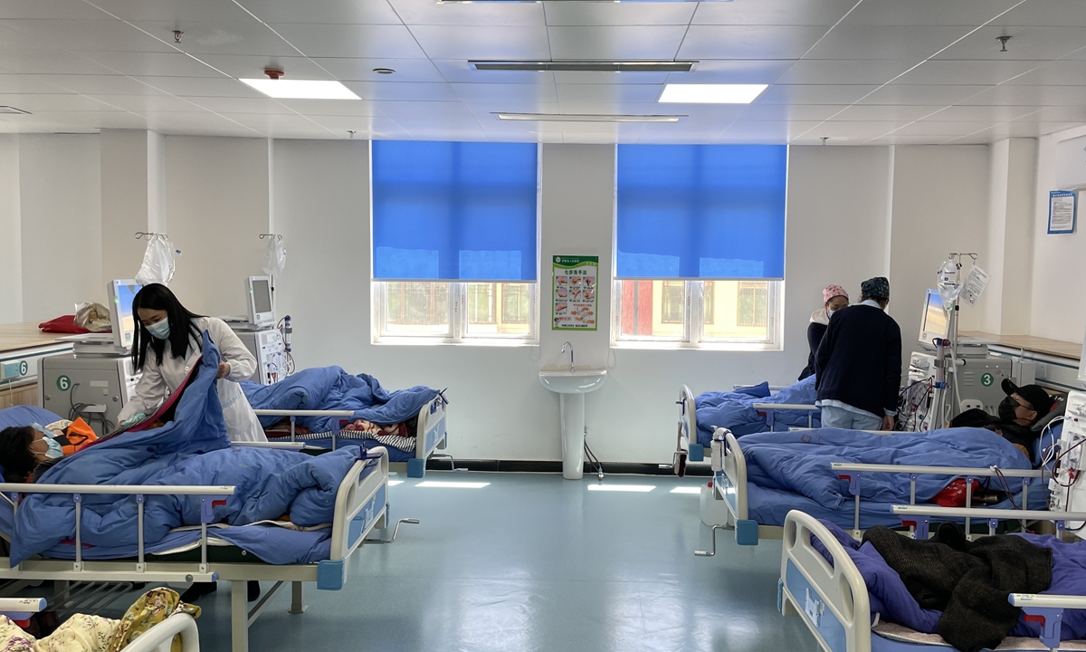 A clean and cozy inpatient ward in Luhuo county, Garze Tibetan Autonomous Prefecture, Southwest China's Sichuan Province Photo: Courtesy of Danba county's publicity department