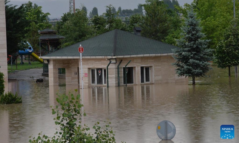 A flooded area is seen after heavy rain in Akyurt district, Ankara, Turkey, on June 13, 2022.(Photo: Xinhua)