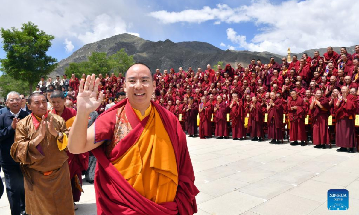 Panchen Erdeni Chos-kyi rGyal-po visits the Tibet Buddhism Academy in Nyethang Township under Chushur County in Lhasa, capital of southwest China's Tibet Autonomous Region, June 17, 2022. Panchen Rinpoche on Thursday and Friday visited the Tibet Buddhism Academy. Photo:Xinhua