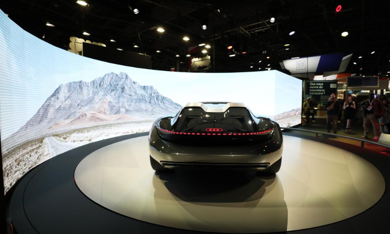 An Audi skysphere concept car is on display at VivaTech technology startups and innovation fair during its opening day in Paris, France, June 15, 2022. The 2022 VivaTech technology startups and innovation fair kicked off here on Wednesday, and will last until Saturday. More than 2,000 exhibitors participated in the event. VivaTech is the world's rendezvous for startups and leaders to celebrate innovation and the power of technology in transforming business and society. (Xinhua/Gao Jing)