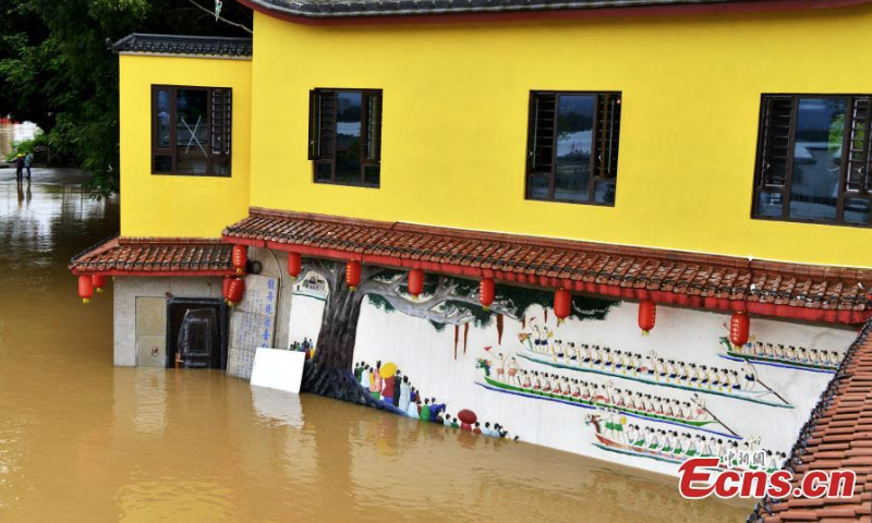 Ferry port to Jinshan Temple is submerged by floodwater in Fuzhou, Fujian Province, June 14, 2022. (Photo: China News Service/Zhang Bin)