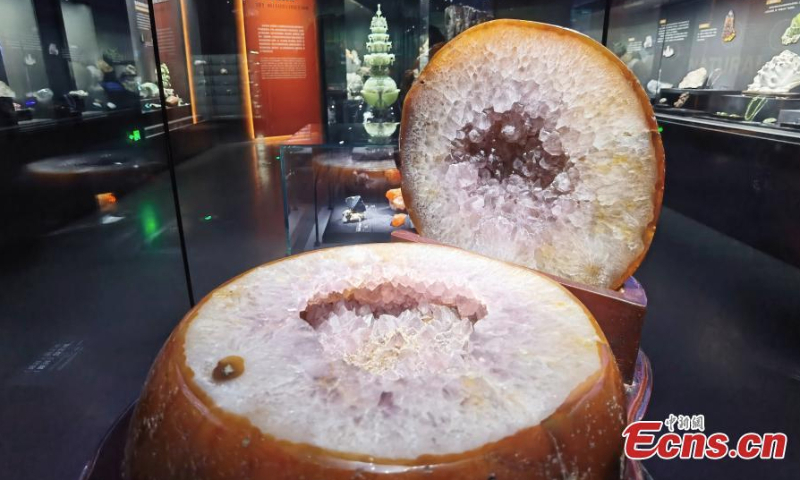2022年6月15日，藏品在中国西南部四川省成都市自然博物馆展出。（照片：中新社/刘中军）
