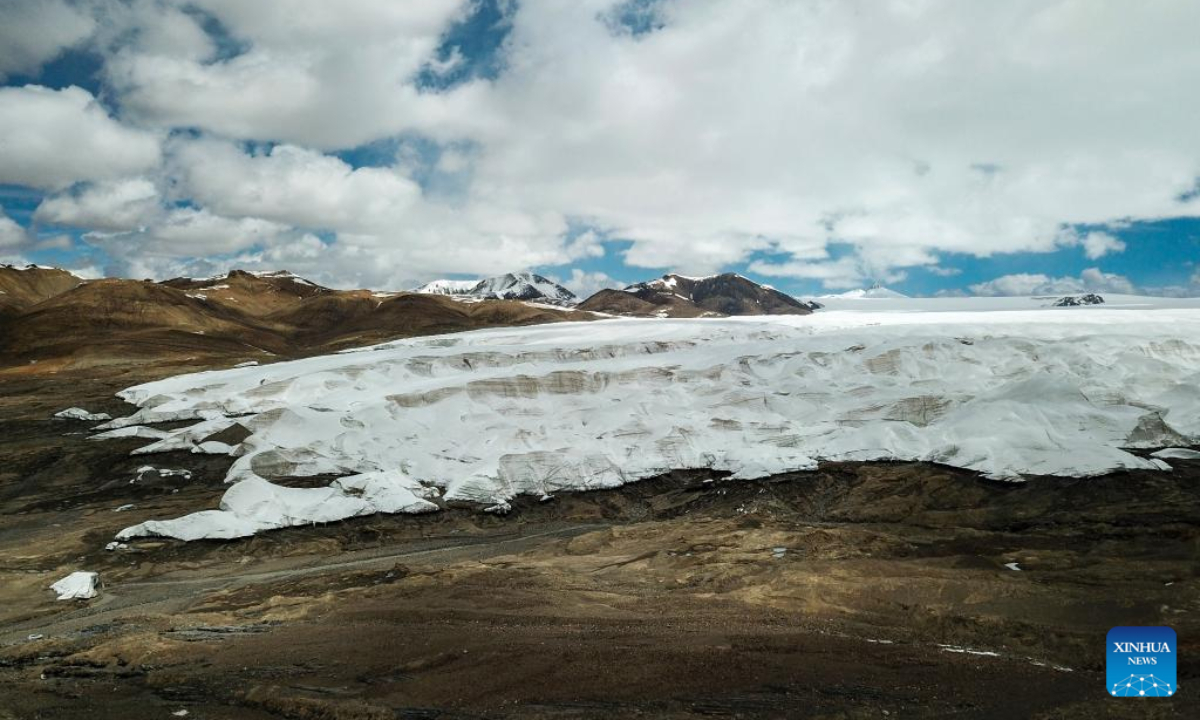 Aerial photo taken on June 18, 2019 shows Purog Kangri glacier in Nagqu, southwest China's Tibet Autonomous Region. Photo:Xinhua