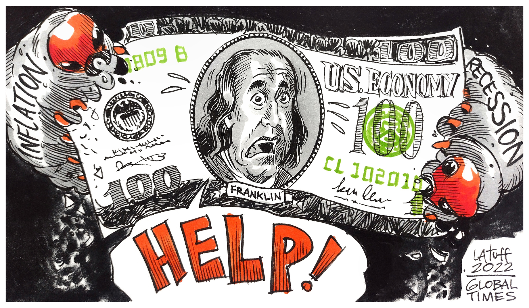 US faces dual risks of inflation, recession Illustration: Carlos Latuff