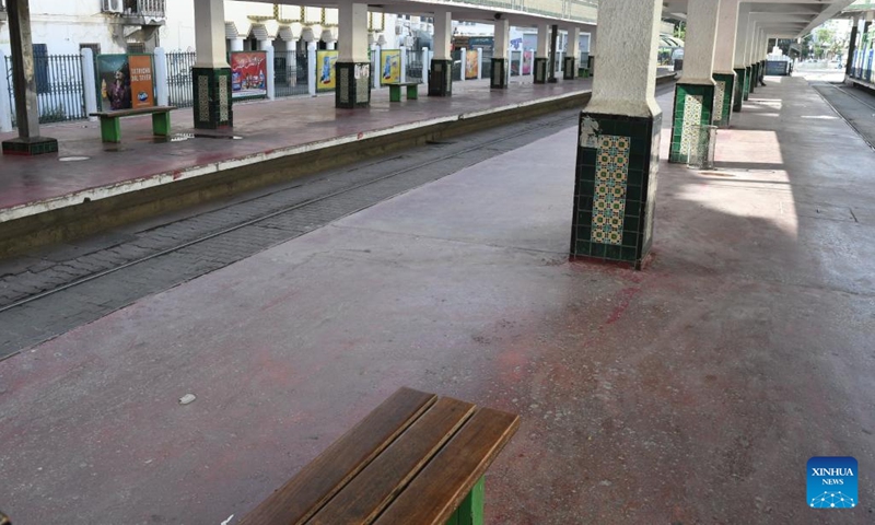Photo taken on June 16, 2022 shows an empty railway and bus station in Tunis, Tunisia. Tunisian public sector workers held a general strike covering 159 public institutions on Thursday, in protest of the government's refusal of their demands for rising wages.(Photo: Xinhua)