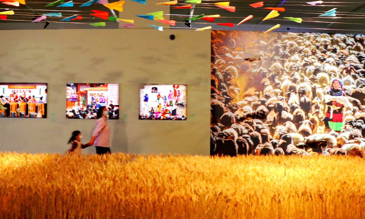 People visit an exhibition about China's victory over poverty at the National Museum of China on April 8, 2021. Photos: IC