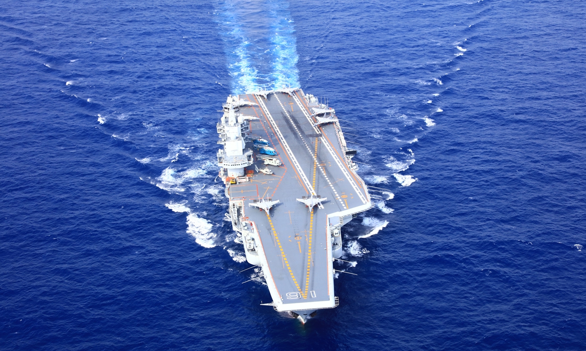The first Chinese aircraft carrier, the <em>Liaoning</em>, at sea Photo: VCG