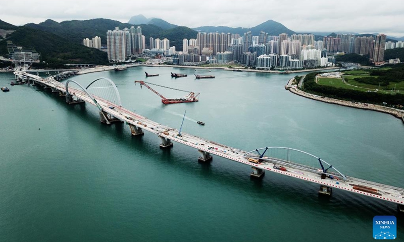 Aerial photo taken on May 31, 2022 shows the Tseung Kwan O bridge in south China's Hong Kong. This year marks the 25th anniversary of Hong Kong's return to the motherland.(Photo: Xinhua)