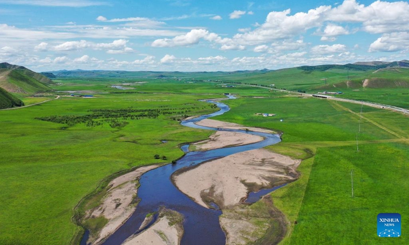 Aerial photo taken on June 23, 2022 shows the Ulan Mod grassland in Horqin Right Wing Front Banner of Hinggan League, north China's Inner Mongolia Autonomous Region.(Photo: Xinhua)