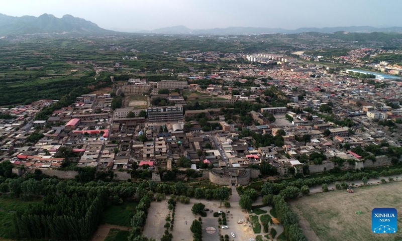 Aerial photo taken on June 21, 2022 shows the scenery of an ancient town in Tianchang Township of Jingxing County, north China's Hebei Province. Historical sites have been renovated and infrastructure has been improved in the ancient town of Tianchang Township for better preserving the cultural heritage and attracting more tourists.(Photo: Xinhua)