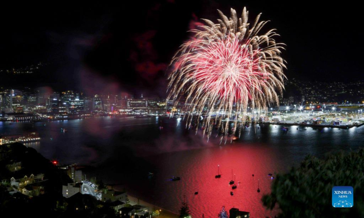 Fireworks celebrating the Maori New Year shine the sky over Wellington, New Zealand, June 24, 2022. New Zealanders celebrated Matariki, or the Maori New Year, as an official public holiday for the first time on Friday. Photo:Xinhua