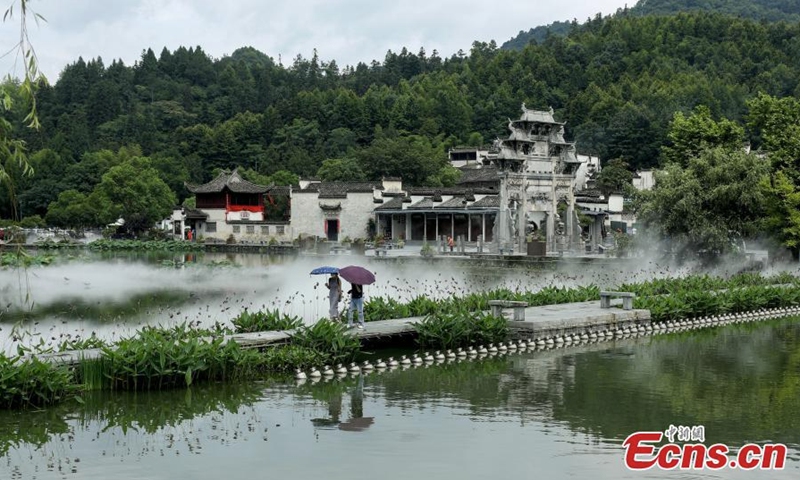 Photo shows charming after-rain scenery of Xidi Village, a traditional Chinese village,in Yixian County of Huangshan City, east China's Anhui Province, June 23, 2022. (Photo: China News Service/Shi Yalei)