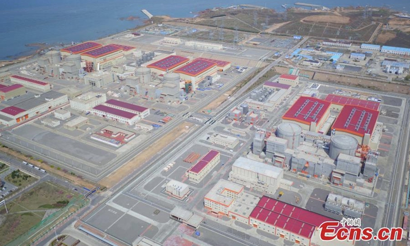 Aerial photo shows the Hongyanhe nuclear power plant, the first nuclear power plant in northeast China, June 23, 2022. After a trial run of 168 hours, the sixth generating unit at the nuclear power plant was ready for commercial operations. The power station has a total installed capacity of over 6.71 million kilowatts, making it the largest operating nuclear power plant in China at present. (Photo: China News Service/He Peng)