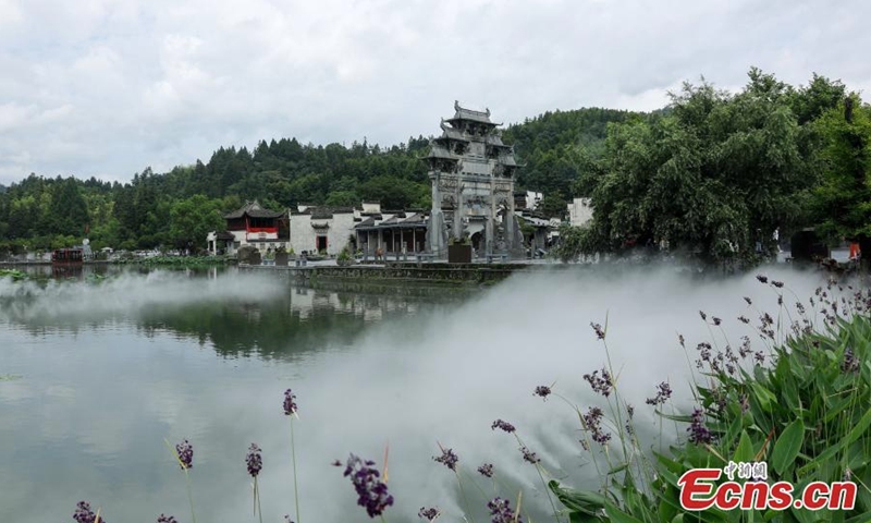Photo shows charming after-rain scenery of Xidi Village, a traditional Chinese village,in Yixian County of Huangshan City, east China's Anhui Province, June 23, 2022. (Photo: China News Service/Shi Yalei)