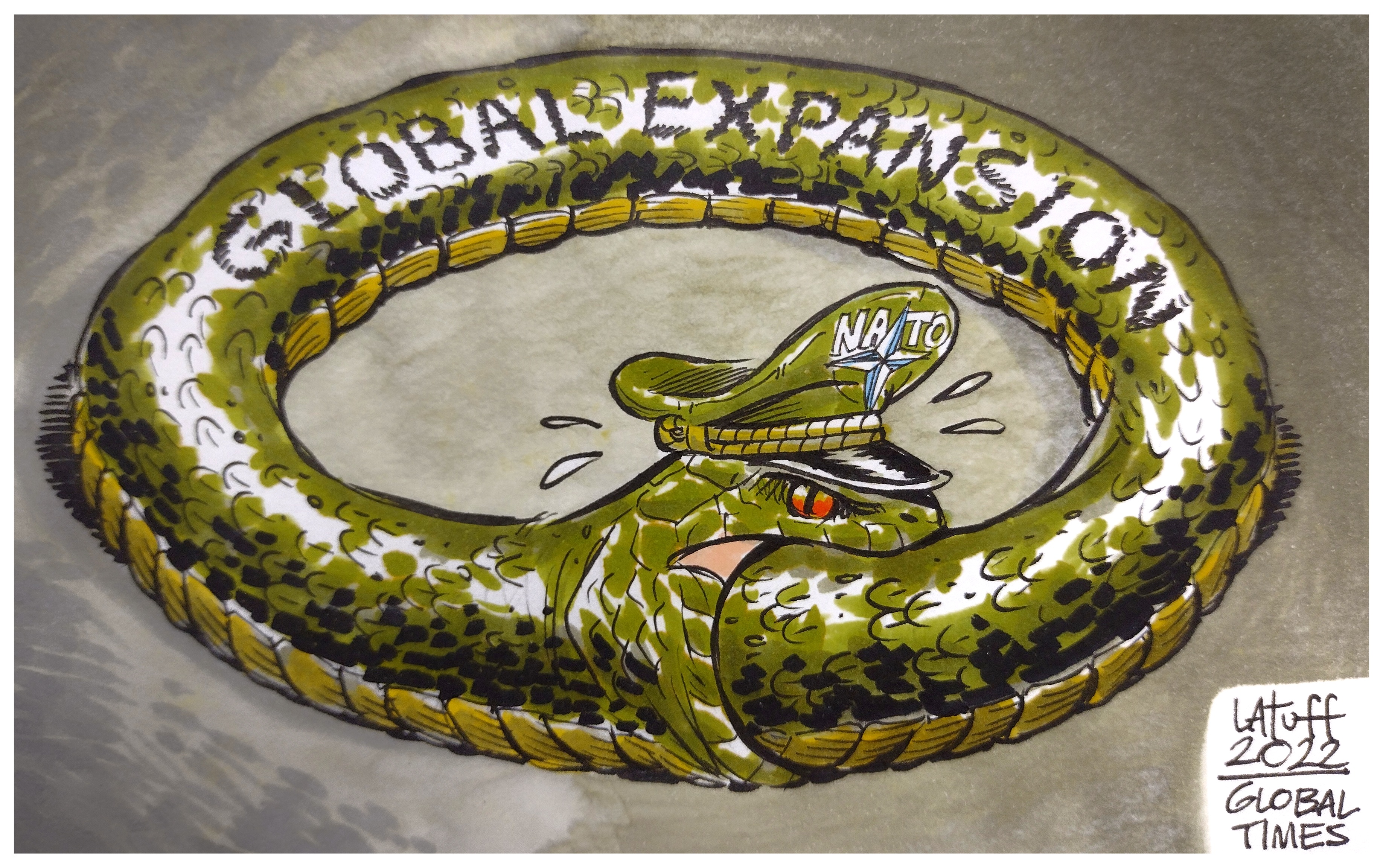 NATO swallows the consequence of its expansion Illustration: Carlos Latuff