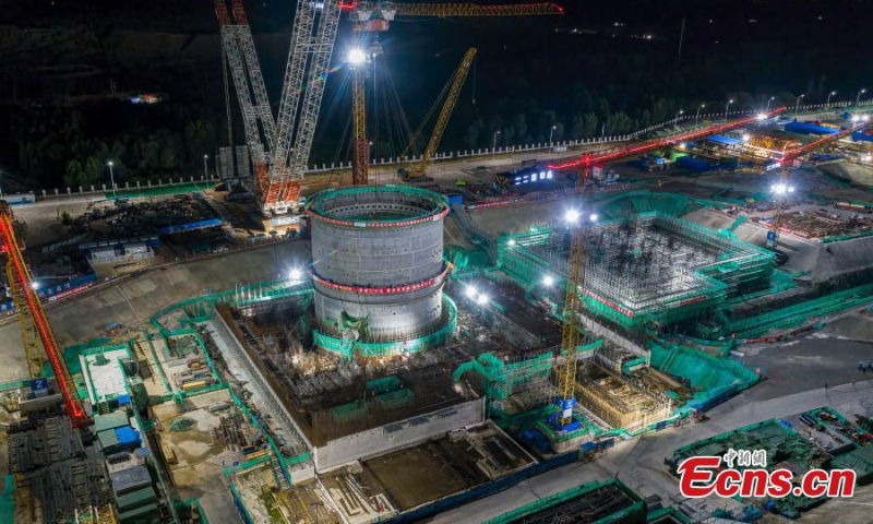 Photo taken on July 6, 2022 shows the construction site at Linglong One reactor, the world's first onshore commercial small modular reactor in Changjiang, south China's Hainan Province. (Photo: China News Service/Liu Xuan)