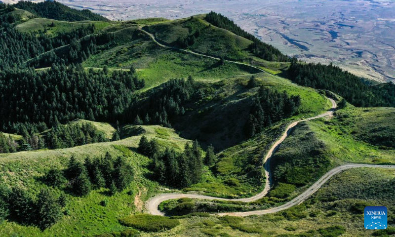 Aerial photo taken on June 23, 2022 shows a view of Luoshan Mountain in Wuzhong City, northwest China's Ningxia Hui Autonomous Region. (Xinhua/Feng Kaihua)