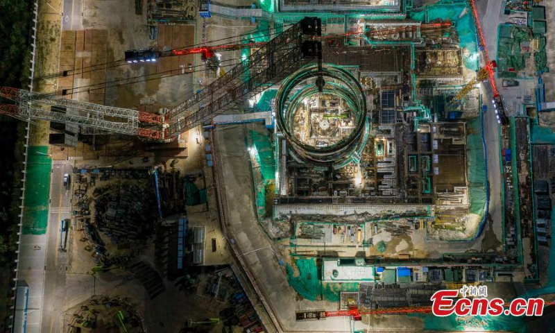 Photo taken on July 6, 2022 shows the construction site at Linglong One reactor, the world's first onshore commercial small modular reactor in Changjiang, south China's Hainan Province. (Photo: China News Service/Liu Xuan)