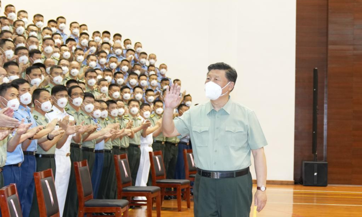 Chinese President Xi Jinping, also general secretary of the Communist Party of China Central Committee and chairman of the Central Military Commission, inspects the Chinese People's Liberation Army (PLA) Garrison in the Hong Kong Special Administrative Region, south China, July 1, 2022. Photo:Xinhua