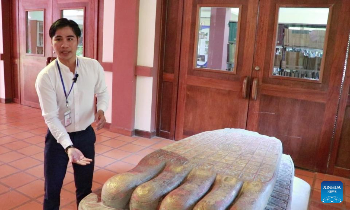 Photo taken on May 10, 2022 shows ancient wooden Buddha statues at the Preah Norodom Sihanouk-Angkor Museum in Siem Reap province, Cambodia. Photo:Xinhua
