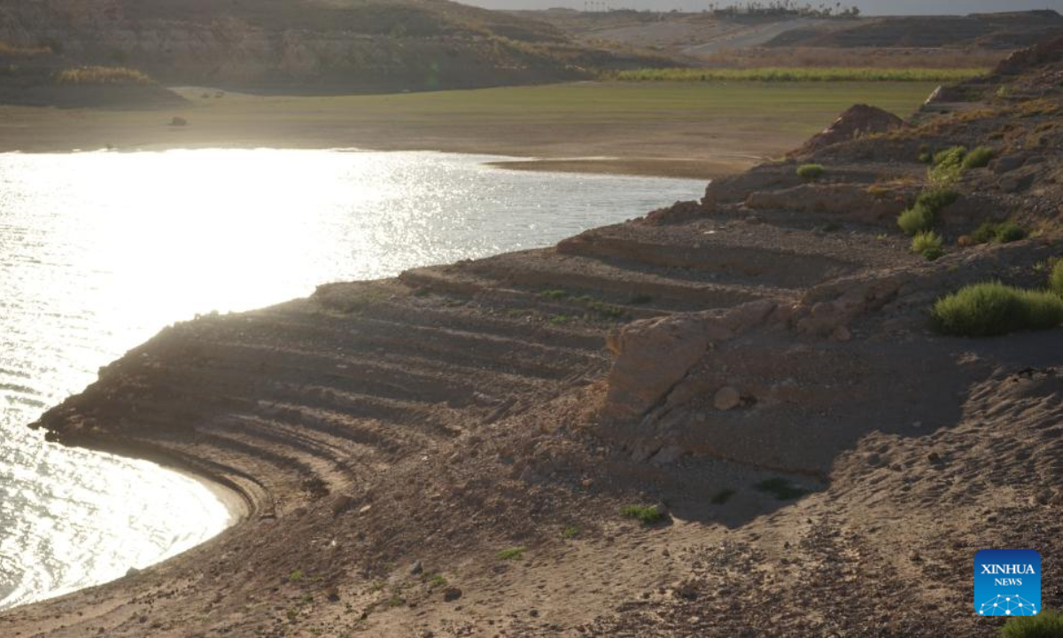 Photo taken on July 5, 2022 shows a view of the shrinking Lake Mead near Echo Bay in Nevada, the United States. Photo:Xinhua