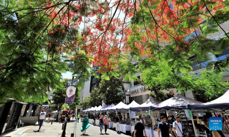 The Life Beat Festival is held at the Hamra street in Beirut, Lebanon, June 26, 2022. (Xinhua/Liu Zongya)