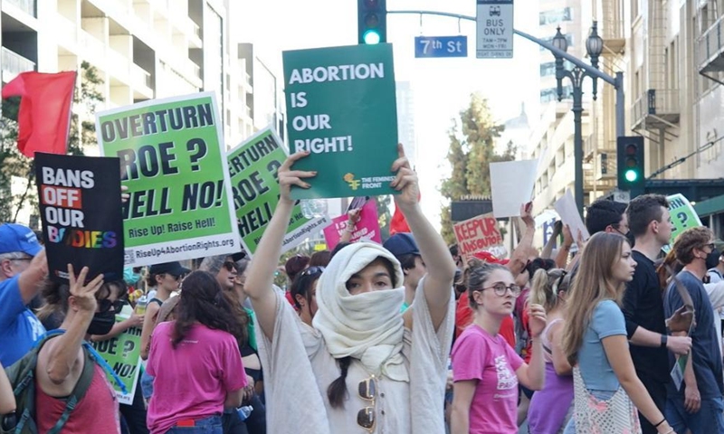 Demonstrators protest against the Supreme Court's overturning of the Roe vs. Wade abortion-rights ruling in San Francisco, California, the United States, on June 24, 2022.Photo:Xinhua