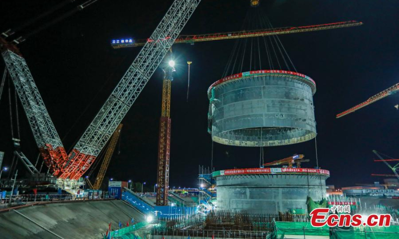 Photo taken on July 6, 2022 shows the construction site at Linglong One reactor, the world's first onshore commercial small modular reactor in Changjiang, south China's Hainan Province. (Photo: China News Service/Liu Xuan)