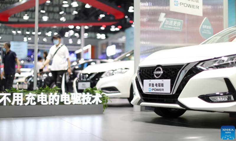 A new energy vehicle is on display during the Shenyang (China) International Automobile Industry Expo 2022 in Shenyang, northeast China's Liaoning Province, June 26, 2022.Photo:Xinhua