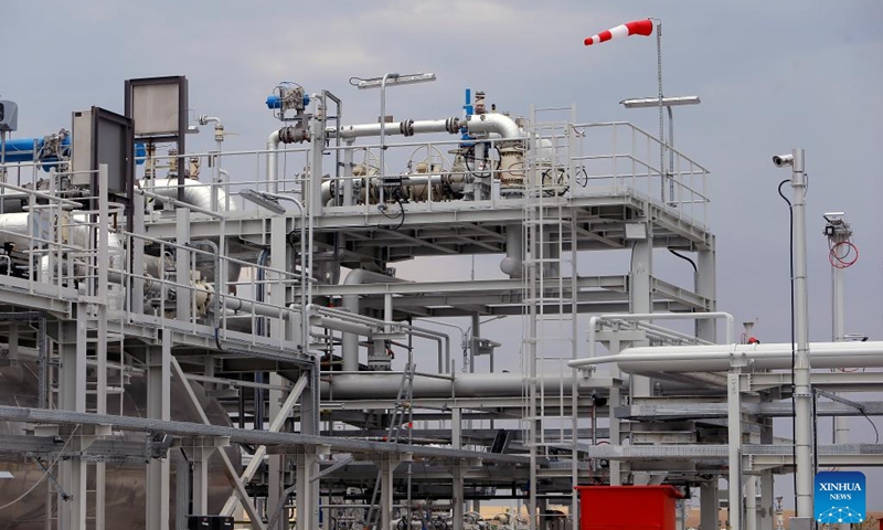 Photo taken on June 28, 2022 shows the site of the Midia natural gas development project in Vadu village on the Black Sea coast in southeastern Romania. The start of gas production in the Romanian Black Sea is a historic moment, contributing to the country's efforts to achieve 90 percent self-sufficiency in natural gas supply, Prime Minister Nicolae Ciuca said on Tuesday in Vadu village.(Photo: Xinhua)