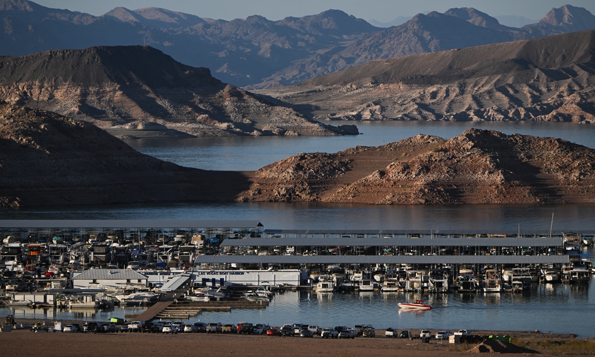 Lake Mead Marina is seen on June 27, 2022 in Boulder City, Nevada, the US. Photo: AFP